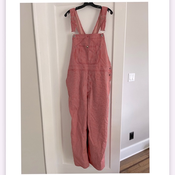 NWT RAG & BONE Striped cotton-blend twill overalls size XL - Picture 5 of 5